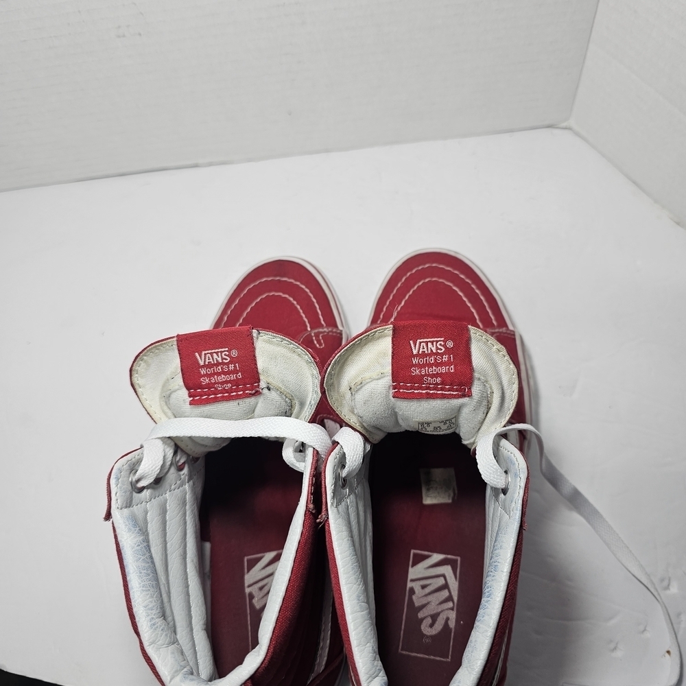 Vans Sk8-Hi High Top Skate Shoes Red Canvas Sneakers Womens Size 8 Lace Up - Picture 9 of 10